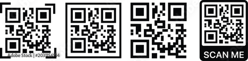 Canvastavla Blank QR code scan now vector set
