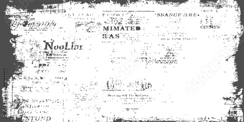 Foto Retro grunge newspaper collage texture with torn edges, faded monochrome typography and abstract distressed paper overlay creating a vintage weathered editorial background