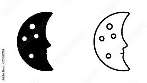 Картината върху платно Minimalist Crescent Moon With Face Icon Set