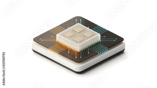 A square button with a circuit on it