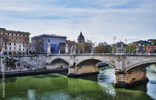 the Ponte Vittorio Emanuele II, a prominent bridge crossing the Tiber River in Rome, Italy, Europe 