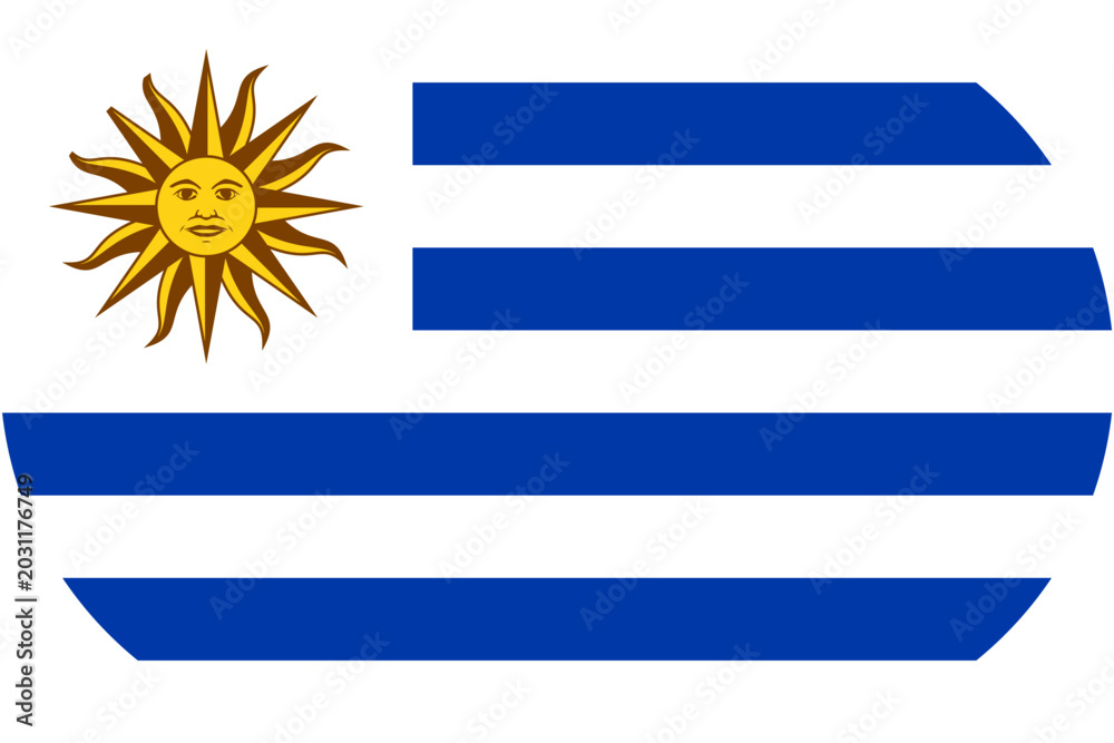 Fototapeta premium Uruguay flag symbolizing national pride, identity, heritage, patriotism and authority. Vector flag in flat oval design