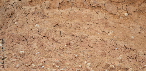Slika na platnu Close-up of cracked dry clay soil texture affected by drought and erosion