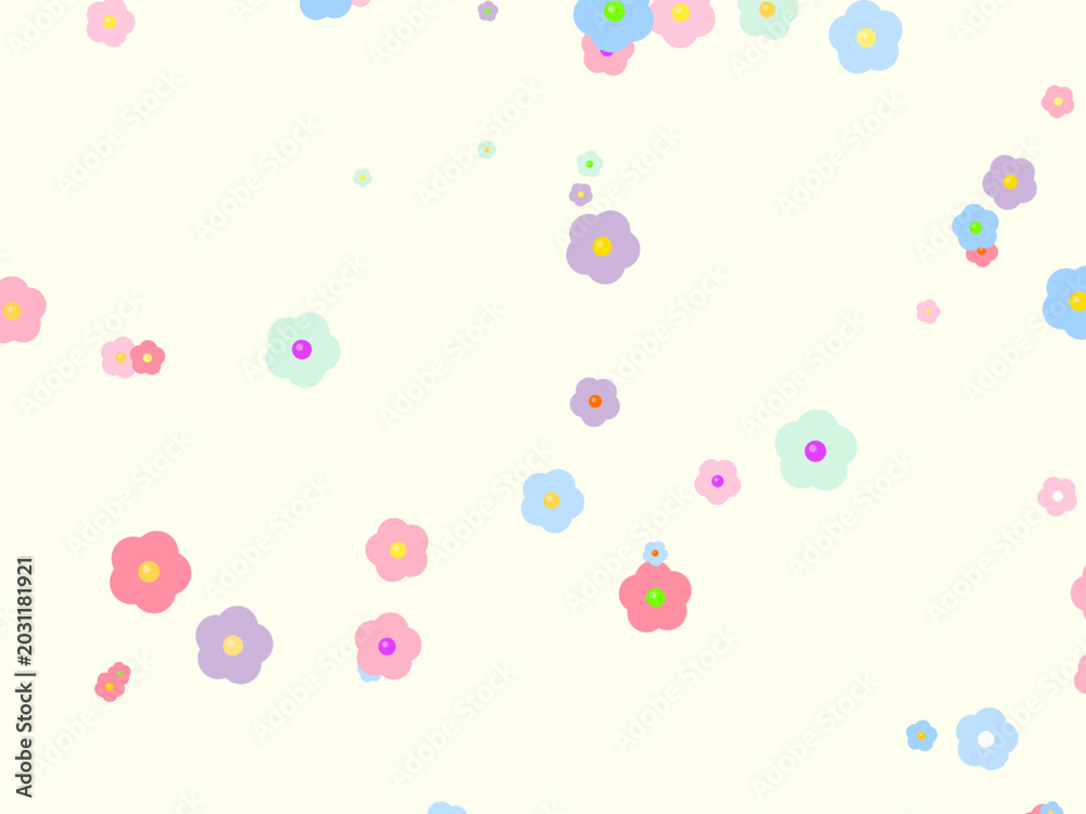 Obraz premium Colorful Flower Field Simple Floral Pattern Background