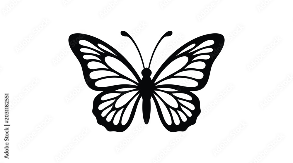 Fototapeta premium butterfly silhouette with intricate wing patterns