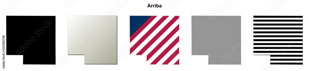 Fototapeta premium Arriba (Colorado) blank outline map set