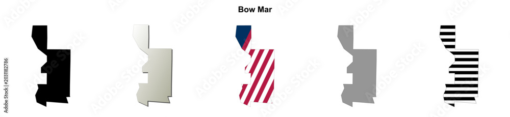 Obraz premium Bow Mar (Colorado) blank outline map set