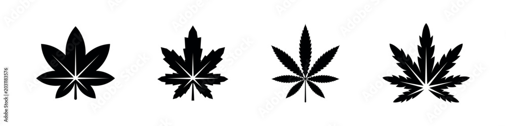Obraz premium Cannabis leaf vector icons set