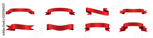Obraz na plátne Red ribbon banner vector illustration collection