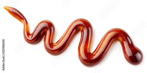Glossy Red Ribbon Curl in Minimalist White Background with Reflective Lighting