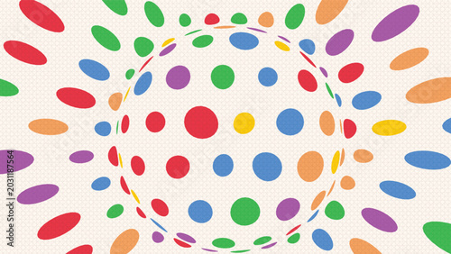 Cuadro en lienzo Colorful dots pattern, circular motion graphic with many colors, circles on light background