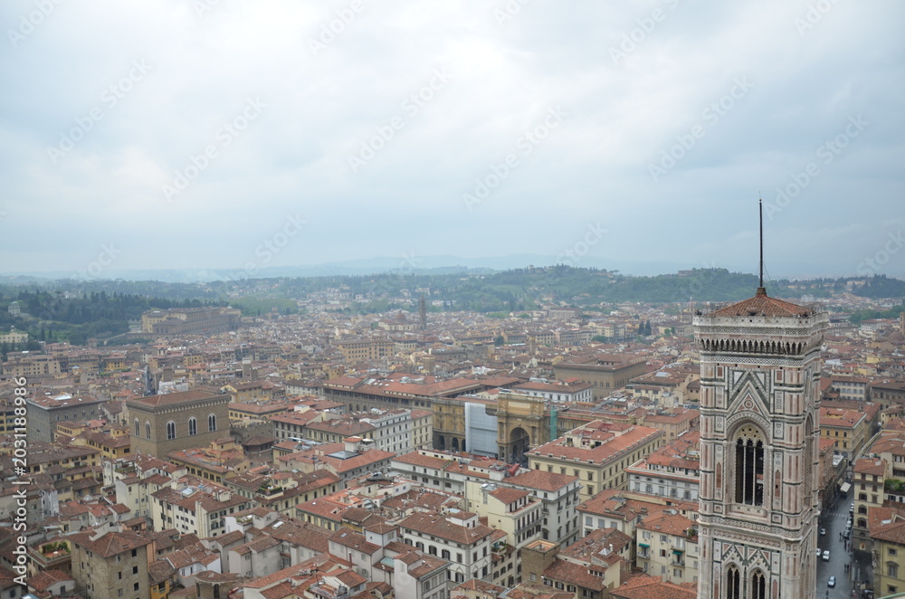 Obraz premium Panoramic Aerial View of Florence Skyline with Giotto Bell Tower, Italy