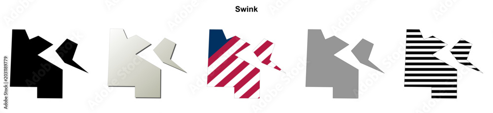 Fototapeta premium Swink (Colorado) blank outline map set