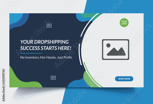 Blue green abstract shapes with dropshipping text and