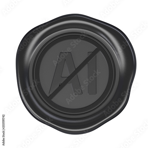 Bild auf Leinwand Wax seal NO AI, No-AI black icon