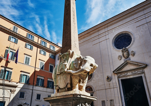 Elephant and Obelisk (built in 1667) monument located in the Piazza della Minerva in Rome, Italy, Europe 