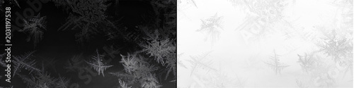 Detailed ice frost crystal texture isolated on transparent background for winter season graphic design element.