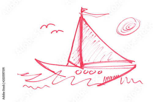 Fotografie Doodle symbol and icon, hand drawn marker, isolated on white