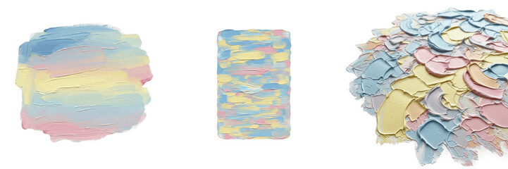 Set and collection of abstract pastel tie dye watercolor fluid ink brush texture layout design element isolated on white transparent png background