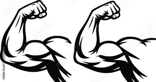 Fotografía biceps fitness icon pair of flexing arms gym workout symbol