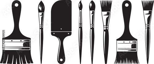 Tableau sur toile paintbrush comparison flat round angled fan bristle handle guide