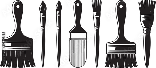 Tableau sur toile paintbrush types flat round angled fan filbert detail set