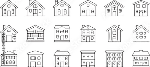 Bild auf Leinwand house set of linear icons for web print and presentation