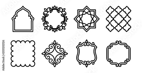 Ornate Decorative Frames Collection, Vintage Flourish Borders, Elegant Geometric Embellishments, Classic Vignettes