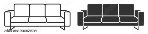 Fényképezés three seat sofa furniture icon set vector illustration on transparent background