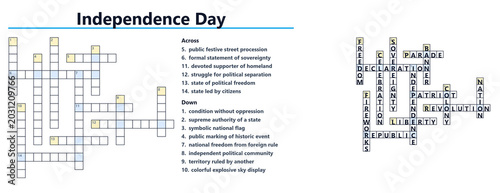 Fotografía Independence Day crossword puzzle and word search layout