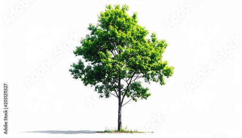 A lush, vibrant green tree with a full canopy against a white background