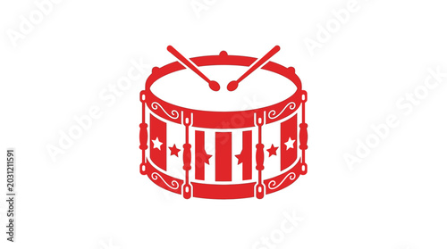 Konstfotografi red snare drum with drumsticks on white background