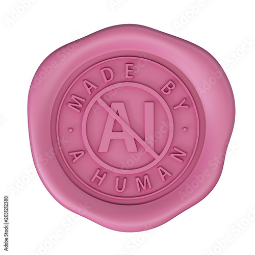 Fotografie Wax seal Made by a human, No-AI pink icon