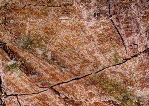 Bild auf Leinwand Platy murmanite in paragenesis with green aegirine from Lovozero massifs differentiated nepheline syenites, Kola Peninsula