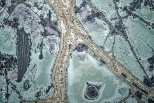Cuadro en lienzo Macro of unique tinguaite rock polished surface from Khibiny with orbicular stru