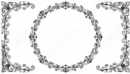 Ornate vintage floral border and circular frame