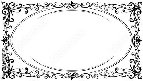 Ornate vintage oval frame with black filigree border.