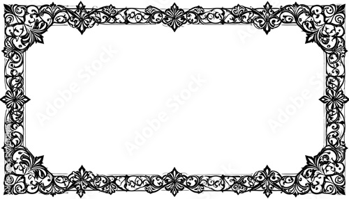 Rectangular black floral border with intricate vintage pattern