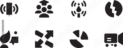 Tableau sur toile Abstract Geometric Monogram and Concentric Target Bold Icon Set - Modern Interlo