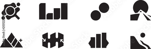 Foto Abstract Geometric Monogram and Hexagonal Shield Bold Icon Set - Modern Interloc