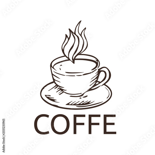 vintage coffee cup logo illustration