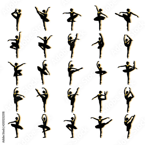 Quadro su tela Ballet Dancer Silhouettes: Collection of Graceful Poses