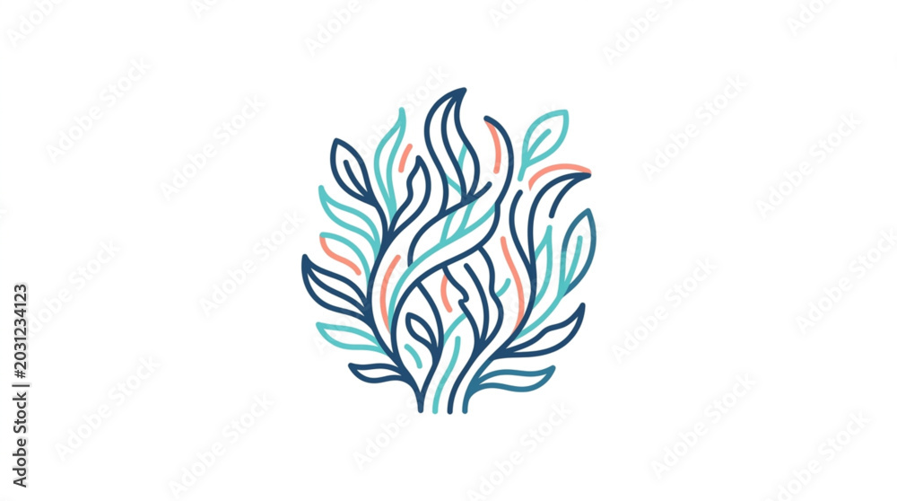 Obraz premium Abstract floral design with swirling lines and leaves.