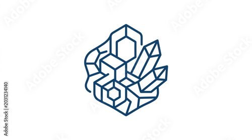 Tableau sur toile Abstract geometric crystal formation line art illustration.
