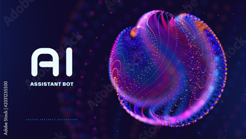 Artificial Intelligence And Digital Transformation Concept With Abstract Data Globe. Innovative AI Technologies And Smart Automation Systems Vector Illustration.