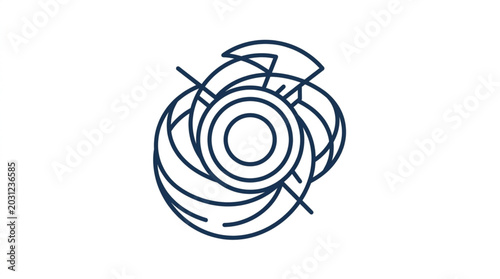 Schilderij op canvas Abstract mechanical turbine impeller detailed line drawing illustration
