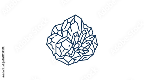 Canvastavla Cluster of geometric crystals in a line drawing.