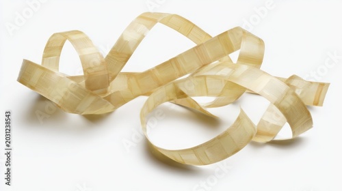 Abstract light wood shavings against white background for creative design