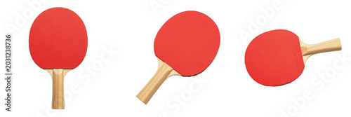 Red Table Tennis Racket Ping Pong Paddle Set Isolated on Transparent Background, Sports Equipment PNG Collection