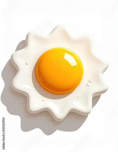 Sunny-side-up egg with a bright yellow yolk and white in star shape